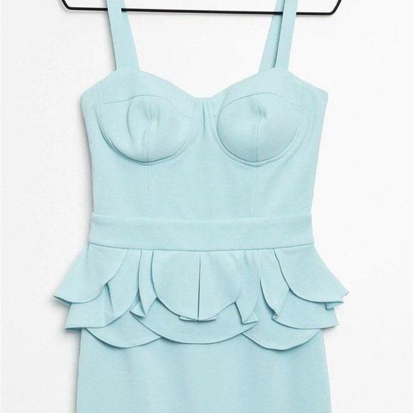 GORGEOUS LIPSY SEA-FOAM GREEN PEPLUM PETAL DRESS US 6 - Picture 4 of 5